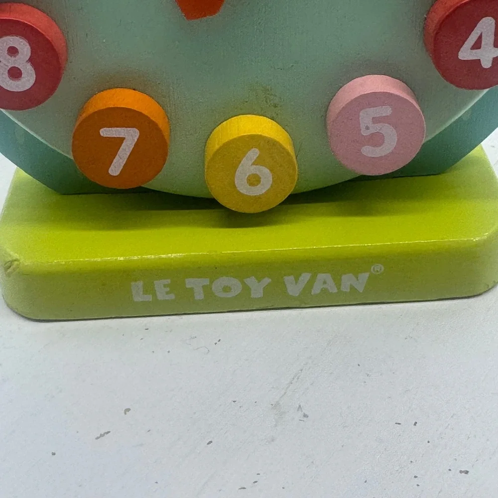 Le Toy Van Wooden Owl Clock Educational Toy PL010 Blue Green Multi Color 8